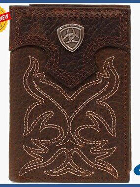 Tri-Fold Leather Wallet with ID Window and Card Slots